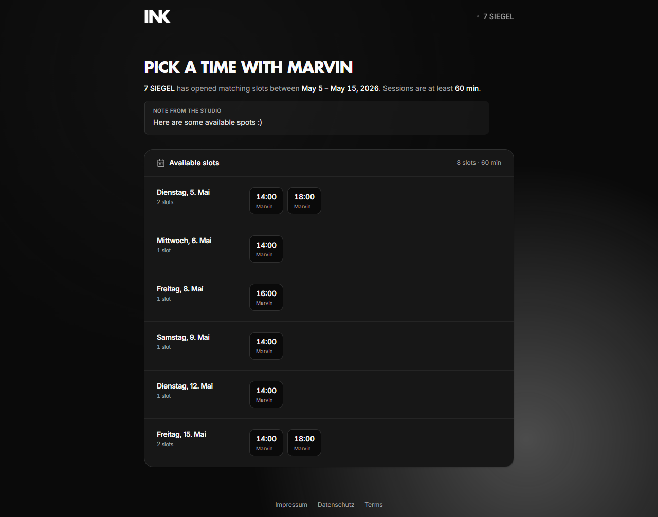 Slot-links — pre-set time slots offered to a customer through a single link.